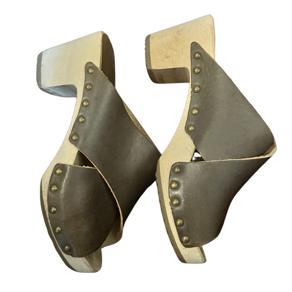 Bosabo leather Heeled wooden clogs handmade in France size 7 - Picture 7 of 12